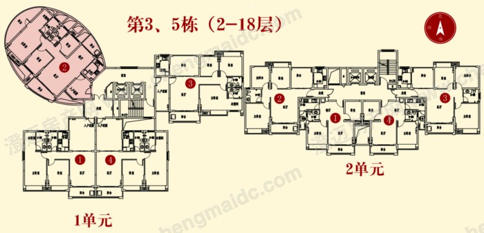 二期3、5号楼（2-18层）平面图